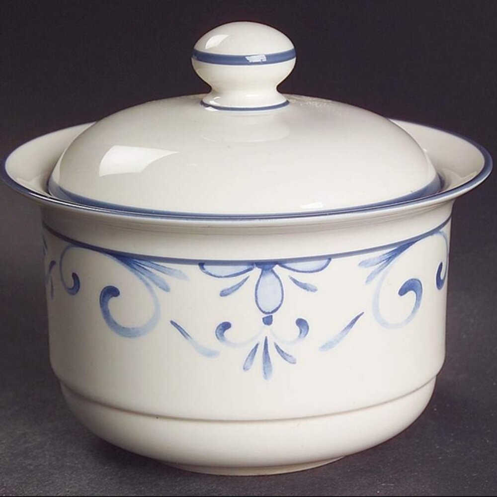 Lenox Chinastone Sugar Bowl w/ Lid Country Blue